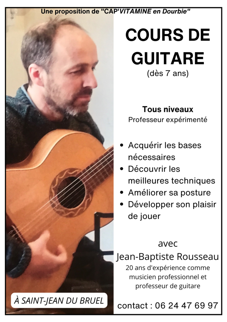 Cours de guitare à St Jean du Bruel et Dourbies